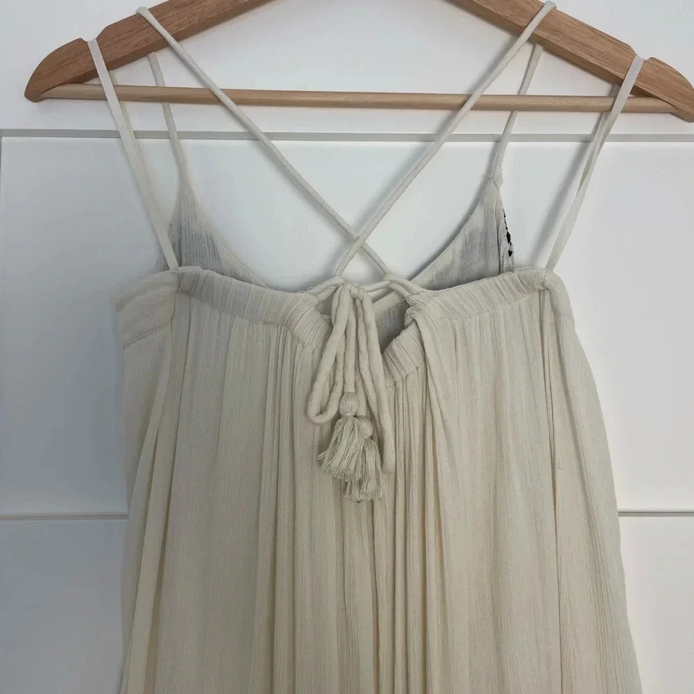 Denim & Supply Ralph Lauren Boho Maxi Dress Cream Embroidered Crochet Lined XS - Picture 4 of 14